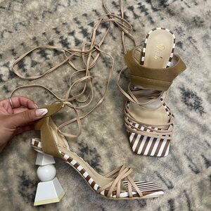 SHEIN cute lace up nude heels